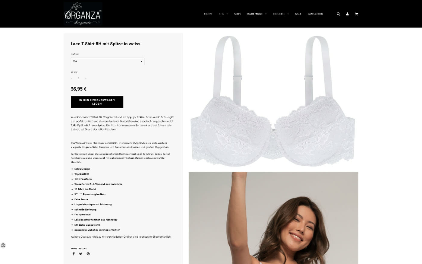Produktseite vor dem Relaunch