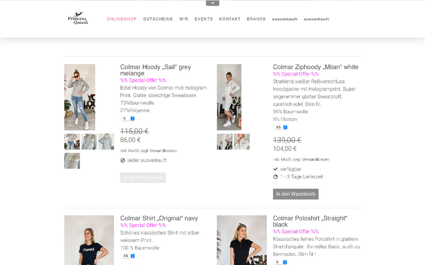Kategorieseite vor dem Relaunch